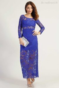 Robe longue bleu roi Dentelle